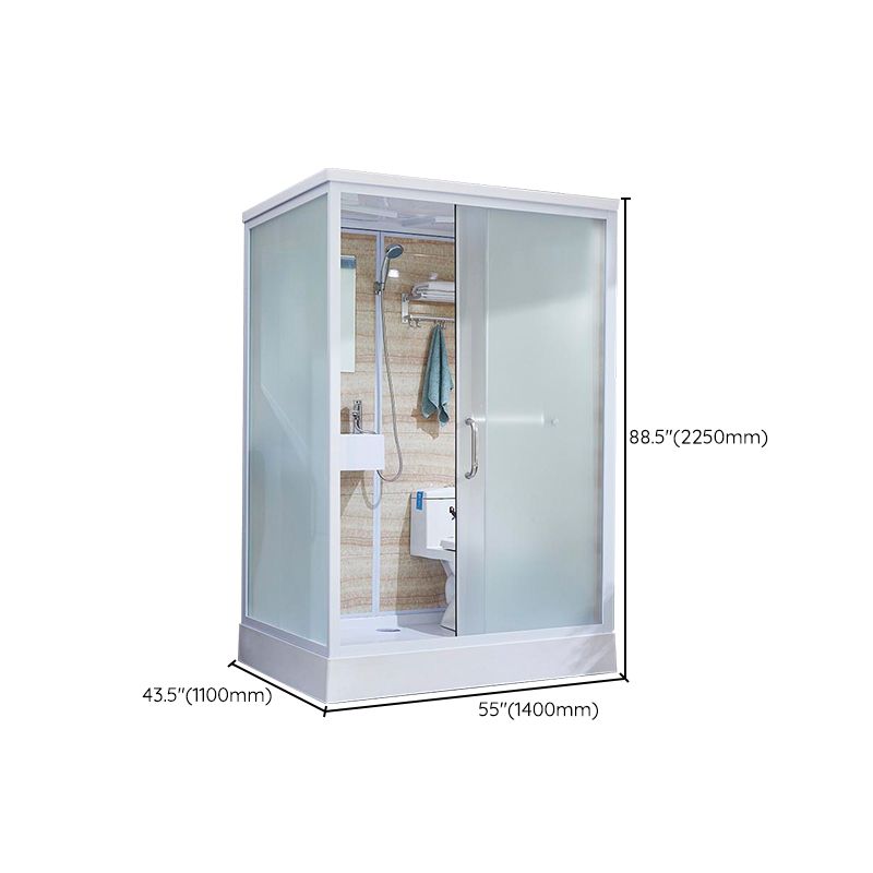 Contemporary Rectangle Shower Stall Clear Framed Shower Stall with Ceiling