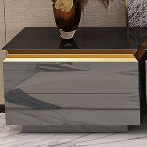 Glass and Wood TV Media Console with Drawers Glam TV Stand Console