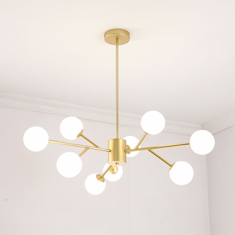 Modern Branch Pendant Light Glass Dining Room Chandelier Light Fixture in Brass