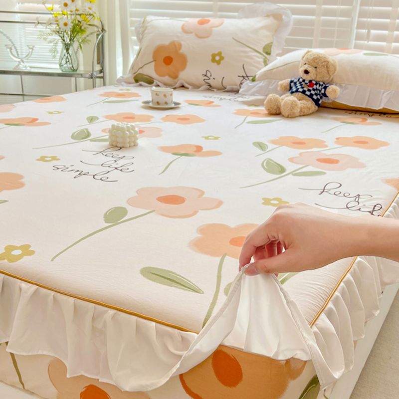 Cotton Fitted Sheet Floral Print Super Soft Bed Sheet Set for Bedroom