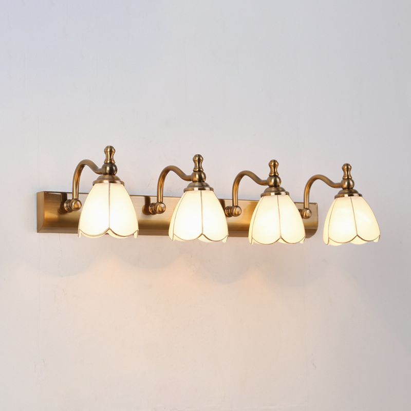 Glass Bowl Shade Wall Lighting American Style Multi-Lights Wall Mounted Light Fixture in Brass