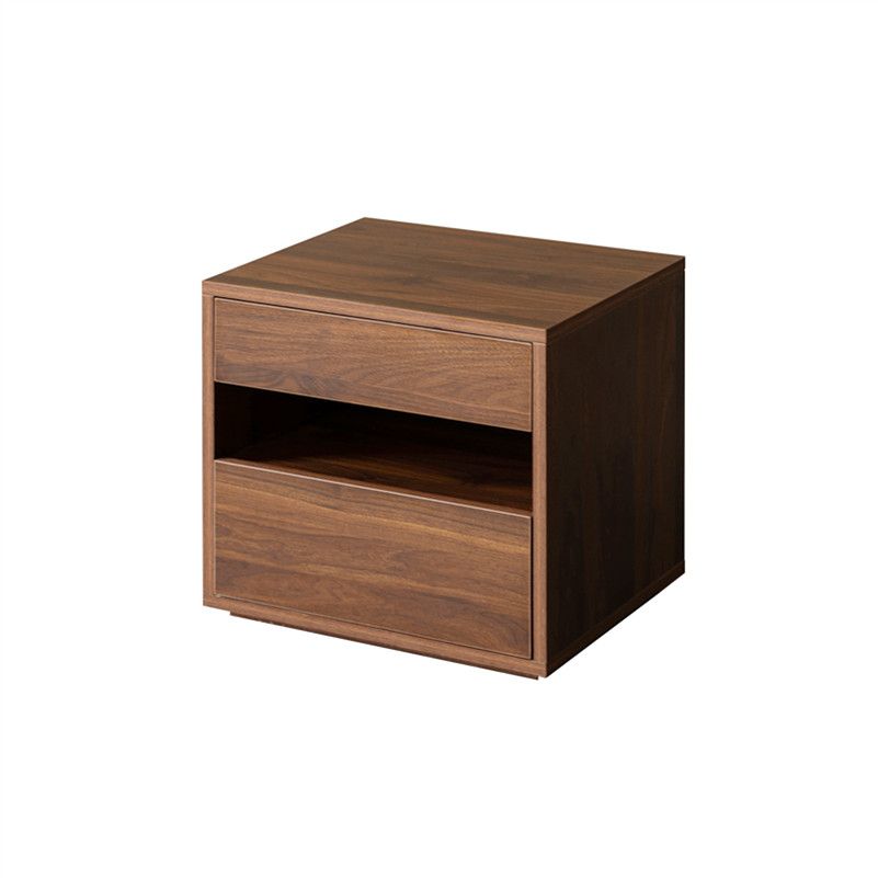 Modern Solid Wood Night Table 2 Drawer Storage Bed Nightstand