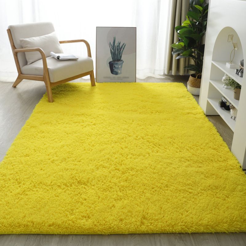 Multi-Color Soft Shag Rug Stylish Solid Carpet Polyester Friendly Washable Rug for Living Room