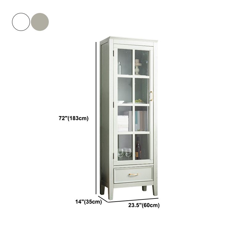 Modern Oak Storage Cabinet Glass Doors Display Cabinet with Drawer for Living Room