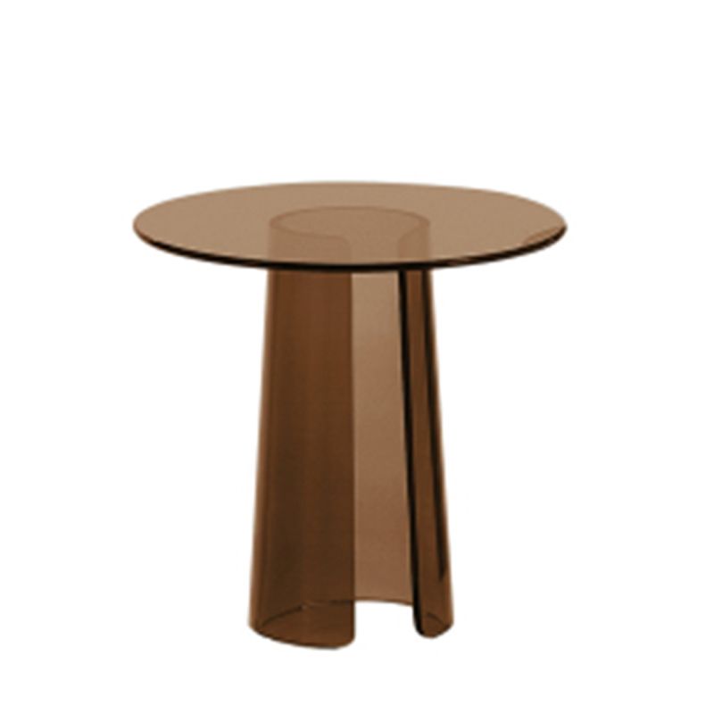 Contemporary Round Side End Table, Clear Pedestal End Table for Living Room