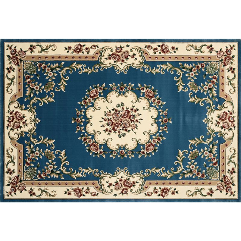 Victorian Flower Printed Rug Polyester Area Rug Non-Slip Backing Indoor Carpet for Living Room