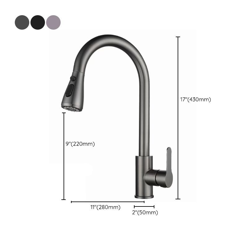 Modern Style Kitchen Faucet Stainless Steel 1-Handle Retractable Kitchen Faucet