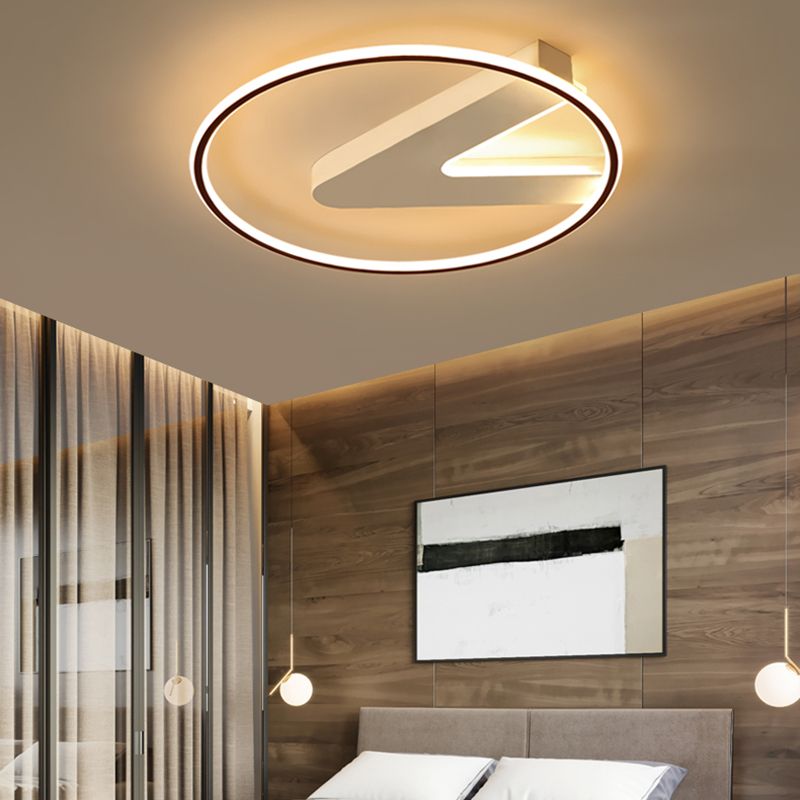 Modern Metal Flush Mount Circular Shape LED Ceiling Light with Acrylic Shade for Bedroom