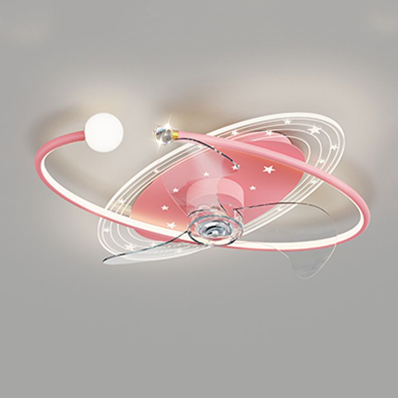 Cartoon Style Ceiling Fan Lamp Ellipse Shape Ceiling Fan Light for Bedroom