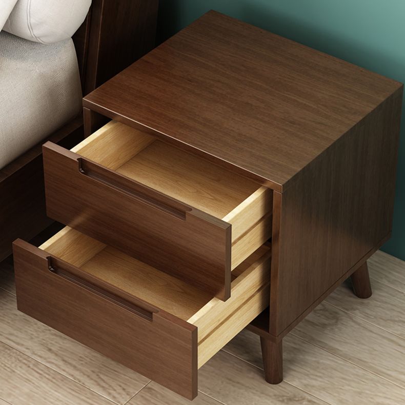 Contemporary Solid Wood Nightstand Drawers Bed Night Table Legs Included