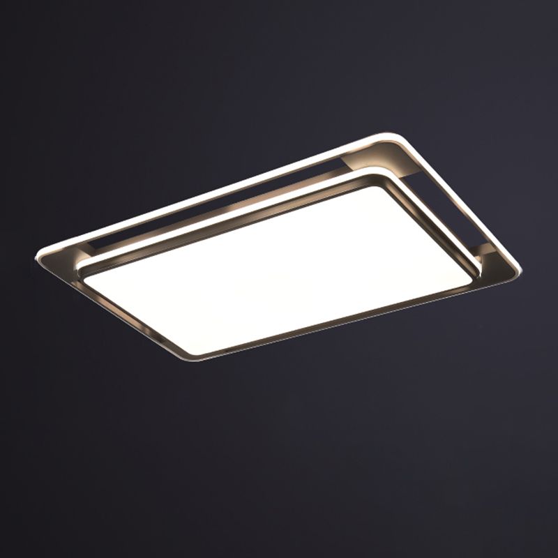 LED Modern Metal Flush Mount Geometric Shape Ceiling Light with Acrylic Shade in Black