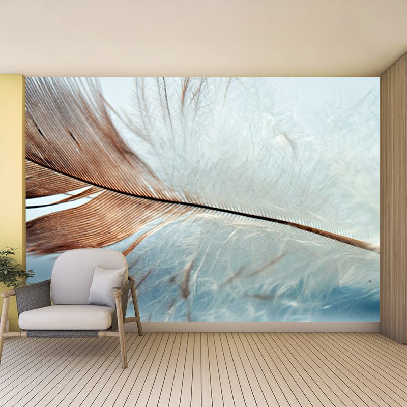 Fashionable Wall Mural Feather Patterned Living Room Wall Mural