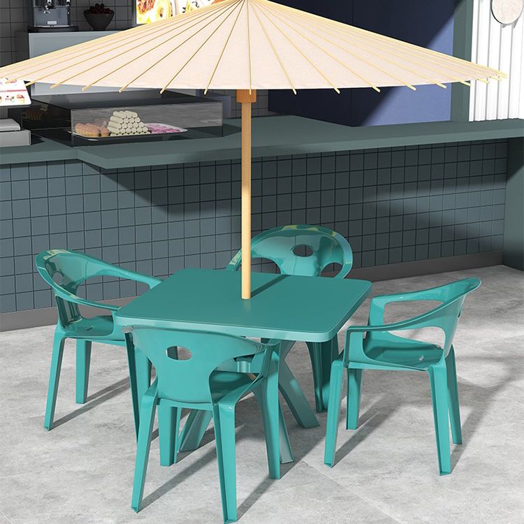 Modern Water Resistant Dining Table Plastic Square Patio Table