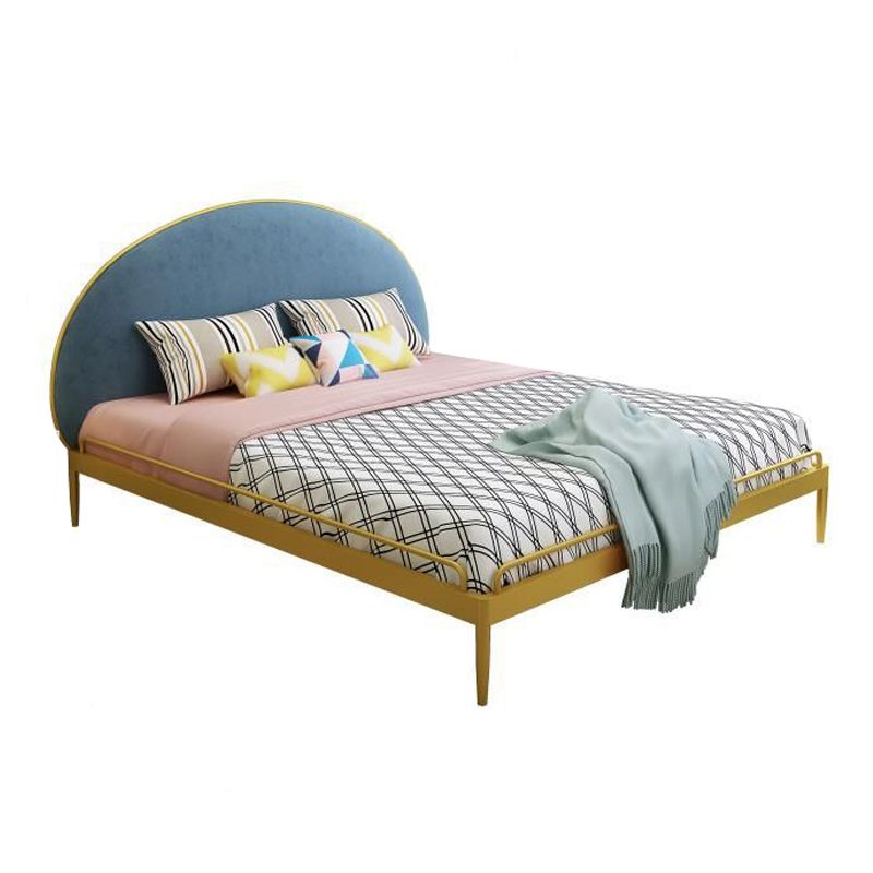 Modern Metal Standard Bed Foam Panel Bed with Custom Gold Legs