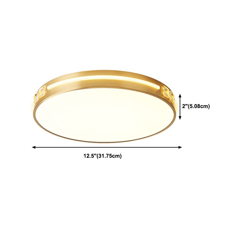 Contemporary Ceiling Lighting Circle Flush Mount Fixture in Gold for Bedroom