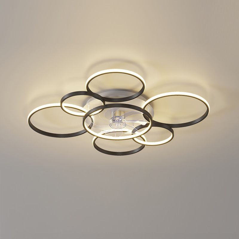 Modern 7-Light Golden/Black Ceiling Fan Lamp LED Ceiling Fan Light for Living Room