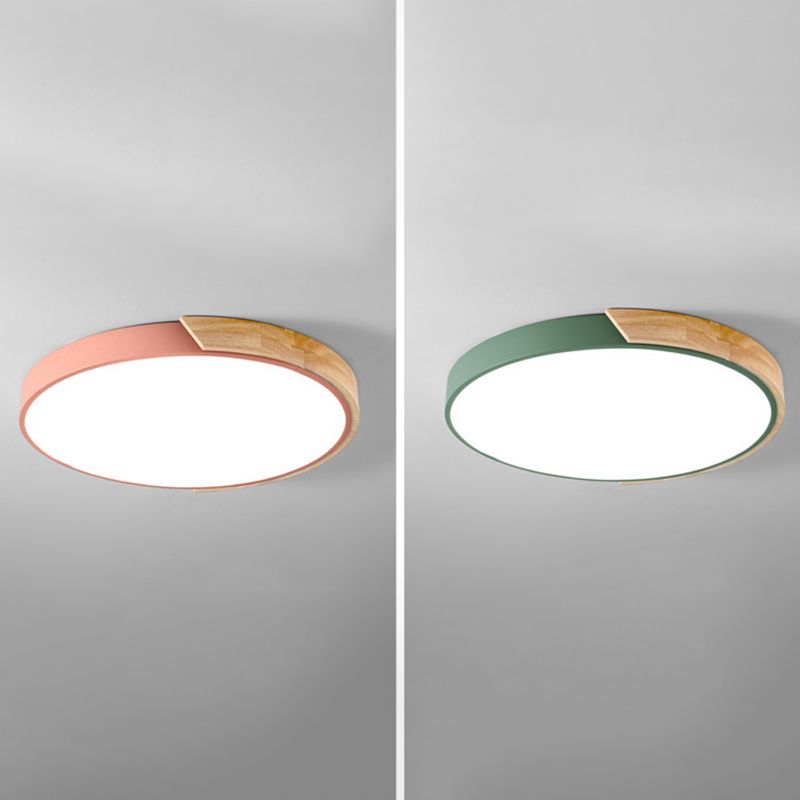 Moderne Scandinavische LED Macaron plafondlamp smeedijzeren ronde inbouw met acryl kap