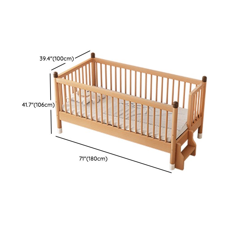 Traditional Wooden Nursery Bed Rectangle Pure Color Baby Crib