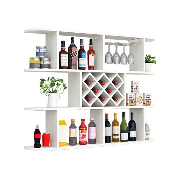 Wood Wall Mounted Modern Wine Rack Wine Stemware Holder for Kitchen