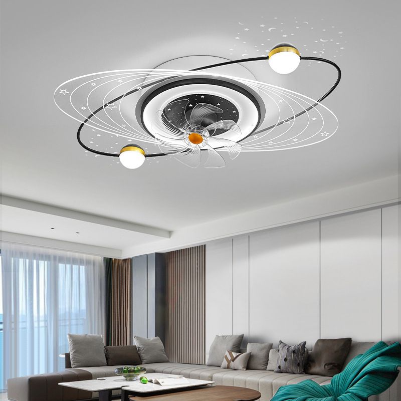 Black and Gold Ceiling Fan Minimalist Interior LED Fan Ceiling Lighting Fixture