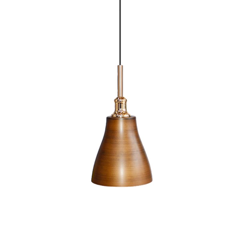 Cone/Bowl Dining Room Pendant Lighting Vintage Metallic 6"/11" Wide 1-Light Brown Finish Hanging Ceiling Light