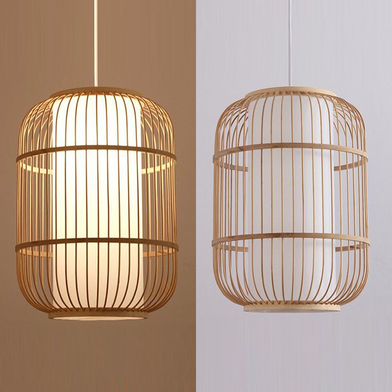 1 Light Bamboo Pendant Light Modern Simple Style Hanging Lamp Fixture for Living Room