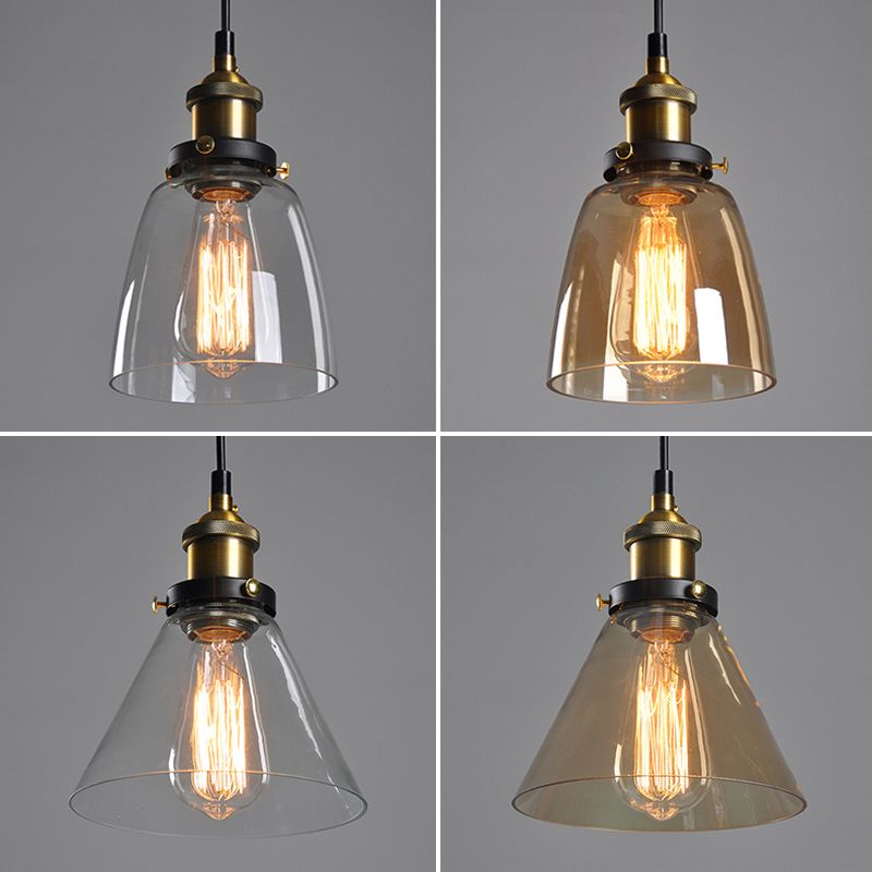 Cône Cone Pendant Lights Industrial Plafond Lights Verre 1 Light Hanging Lights