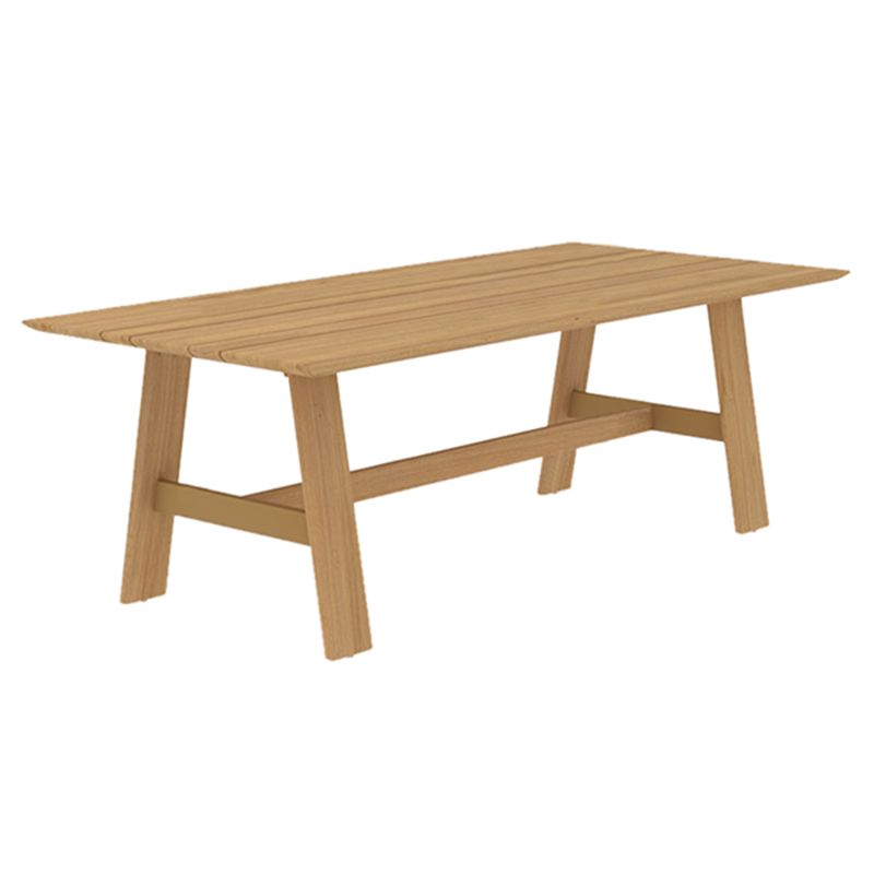 Solid Wood Top Patio Table Contemporary Style Water Resistant Dining Table