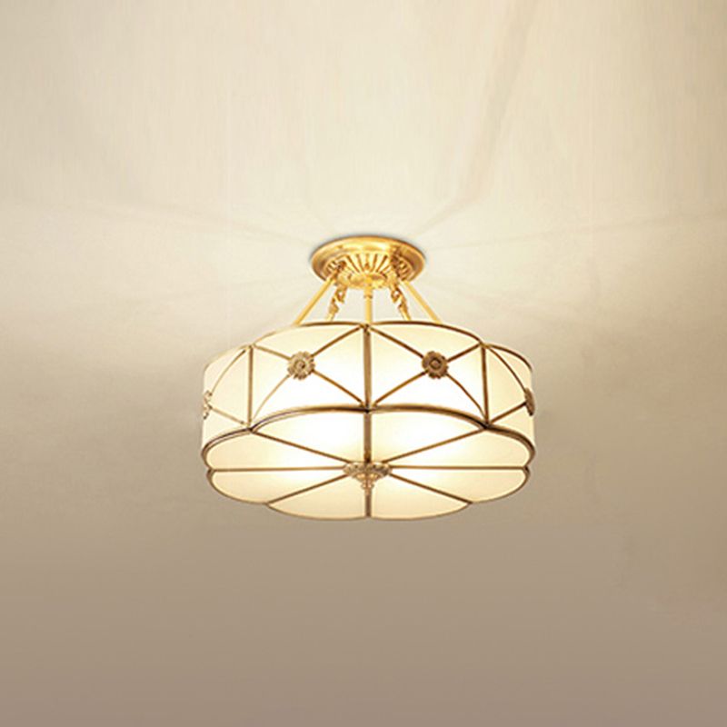 Bloem eetkamer plafondlicht vintage matte witte glas gouden kroonluchter hanger