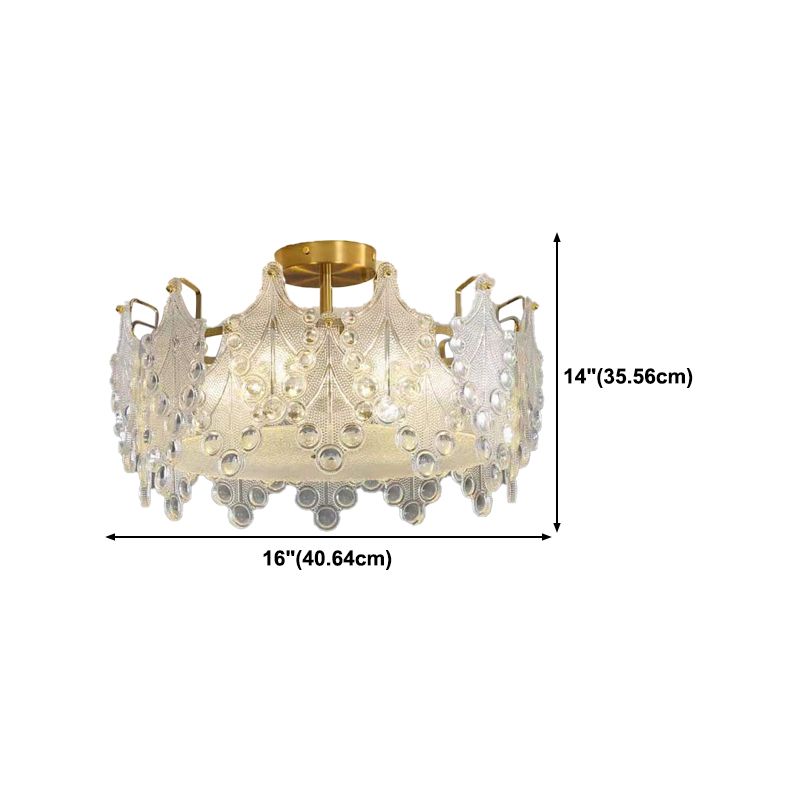 Modern Drum Ceiling Light Fixture Crystal Multiple-Light Ceiling Light