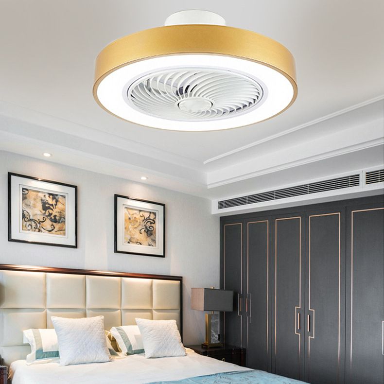 Acrylic Circular LED Ceiling Fans in Modern Style Iron Macaron Ceiling Fan Light for Interior Spaces