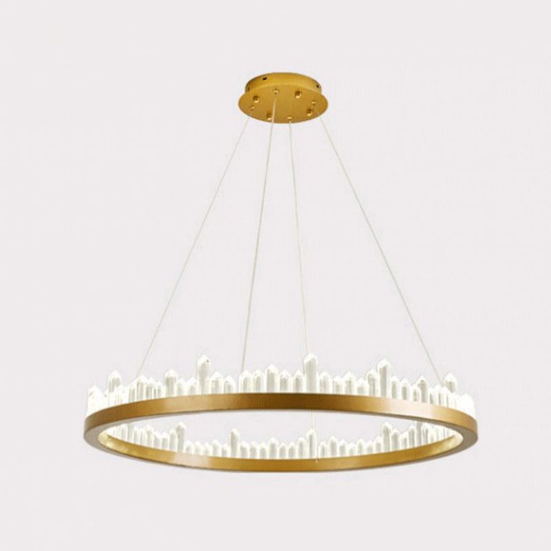 Postmoderne Simplicity Circular Plafond lustre Crystal Hanging Light avec cordon suspendu pour le salon