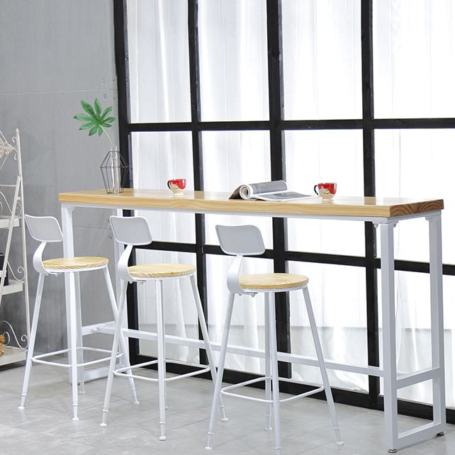 Rectangle Bar Dining Table Contemporary Bar Table with Trestle Base in White