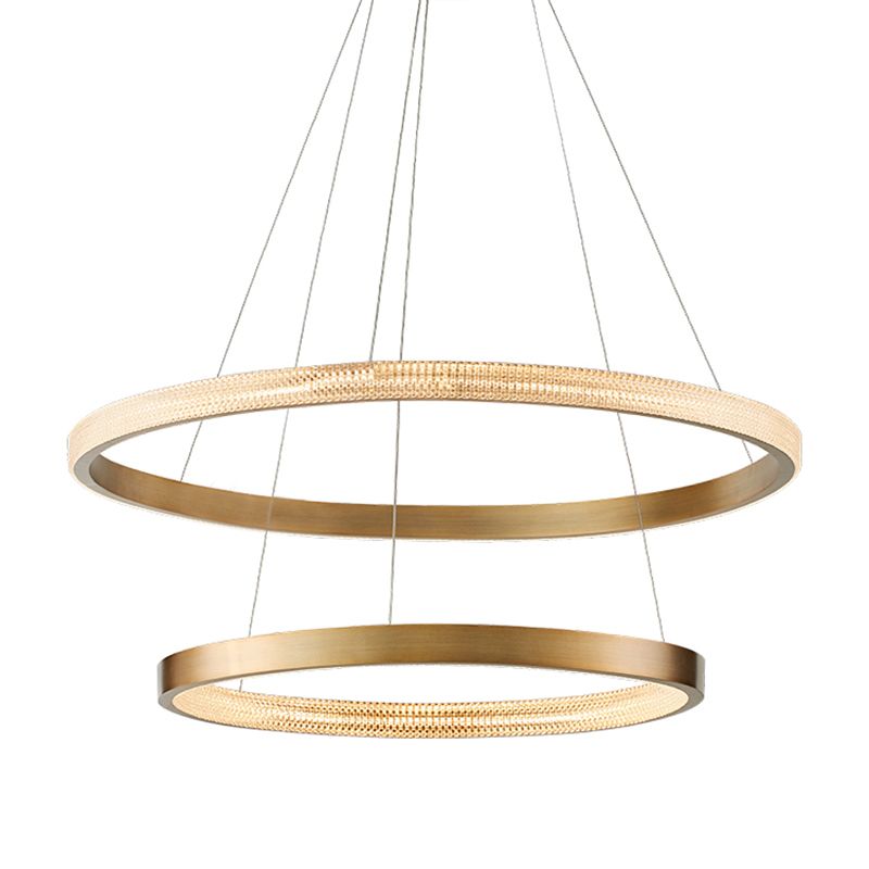 Circle Shade Metal Chandelier Lights Assemblées d'éclairage de lustre moderne en or