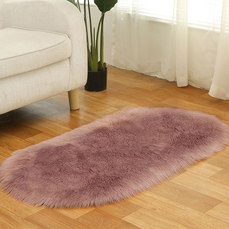 Multi Colored Plain Rug Faux Fur Minimalist Carpet Non-Slip Pet Friendly Stain Resistant Rug for Sitting Room