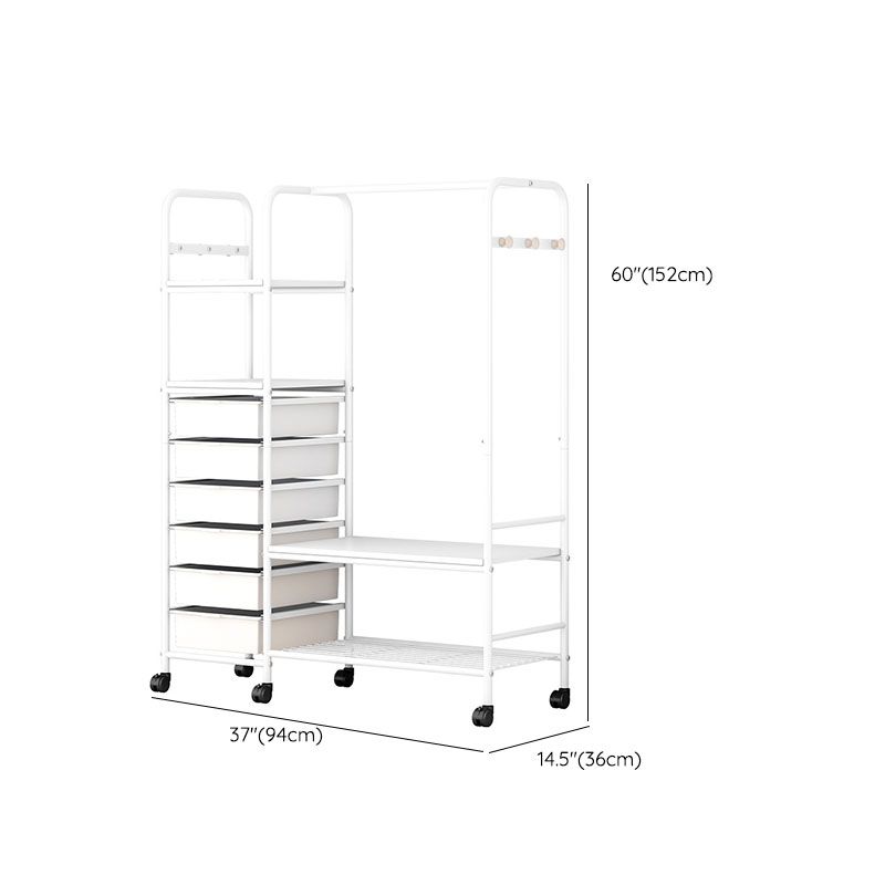 Modern Clothes Hanger Free Standing Solid Color Coat Rack with Storage Shelving