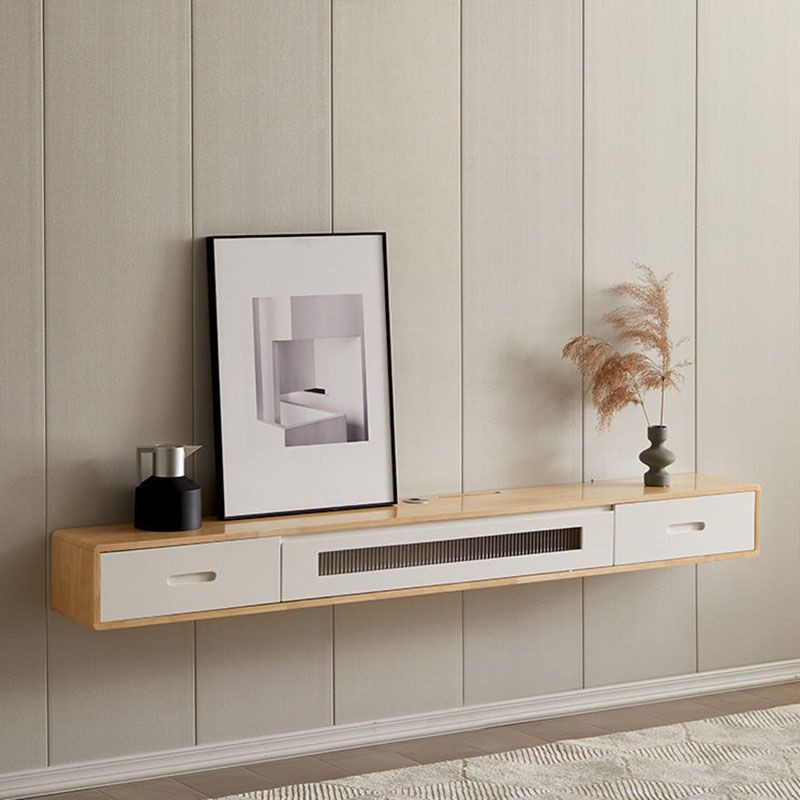 Contemporary TV Console Solid Wood TV Media Console with Drawers