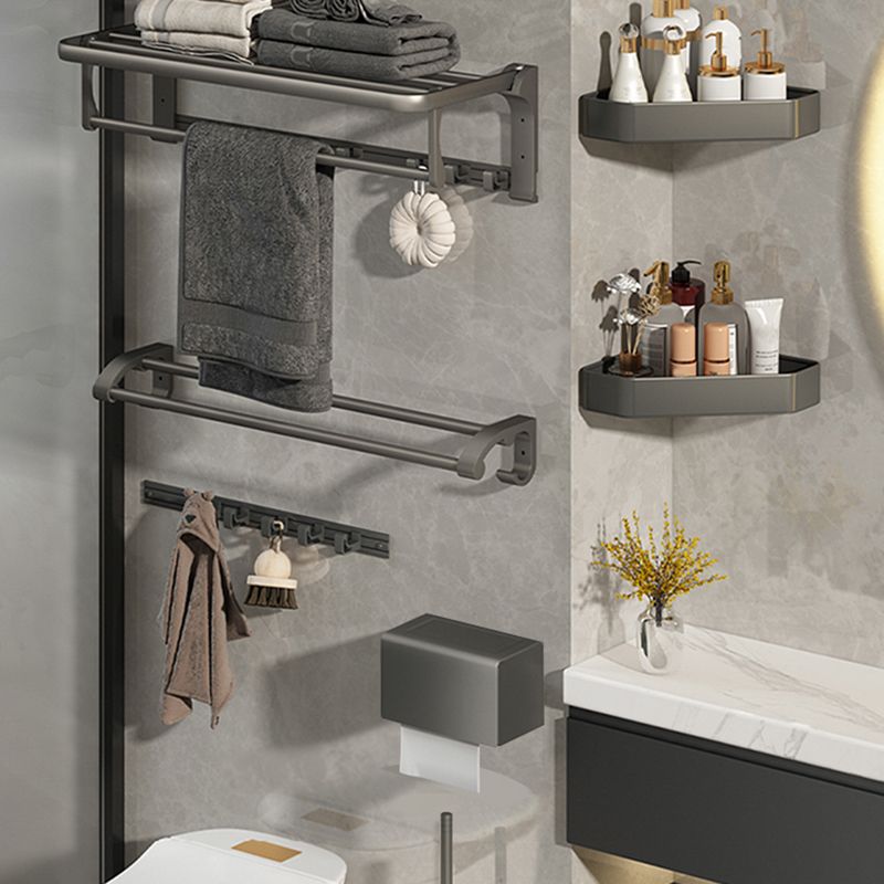 Modernism Aluminum Bathroom Hardware Set Gray Metal Bathroom Set with Towel Bar/Bath Shelf