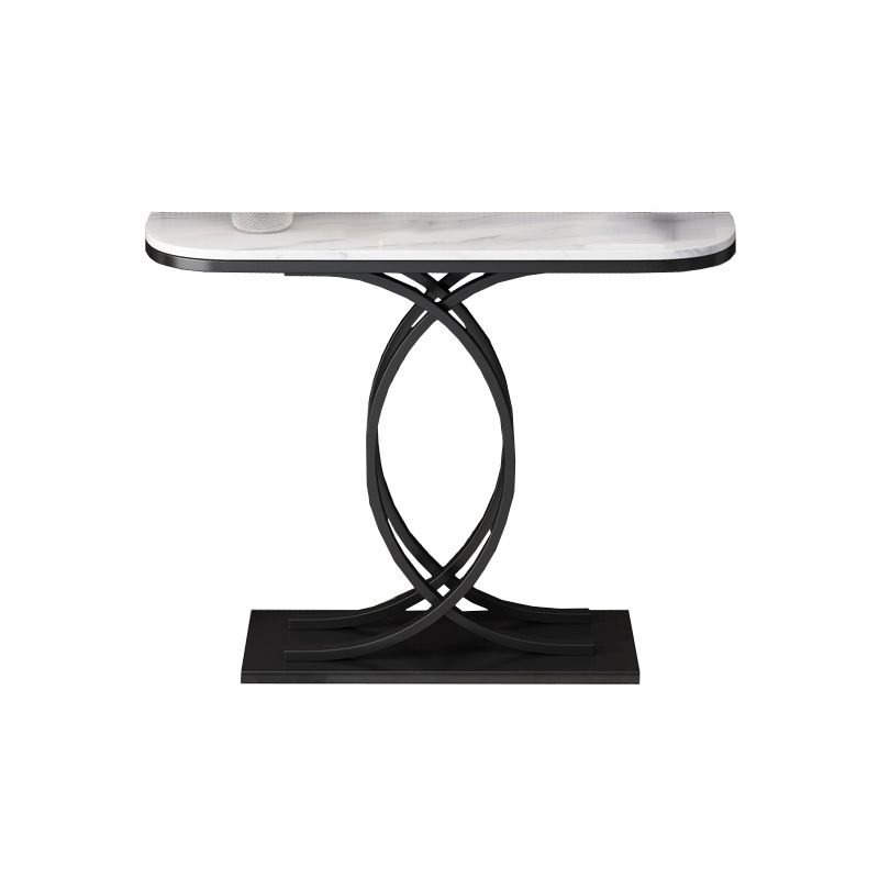 Stain Resistant Rectangular Top Glam Slate/metal Console Table