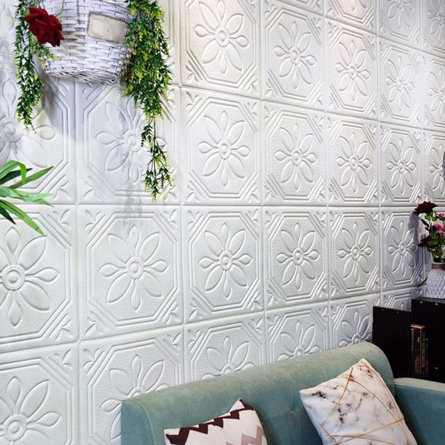 Modern Wall Panel Floral 3D Print Peel and Stick Waterproof Wall Panels