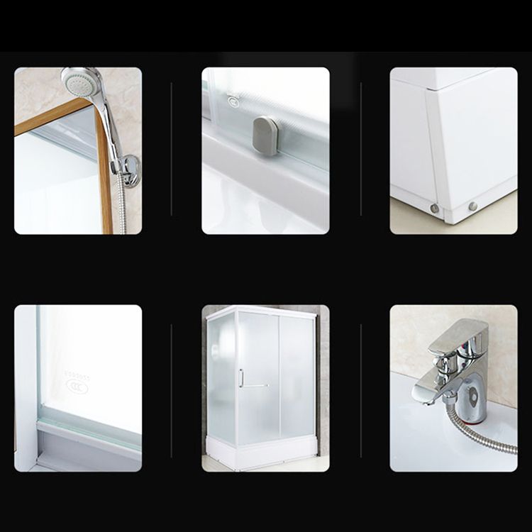 Tempered Glass Single Sliding Shower Enclosure White One Piece Frame Shower Enclosure