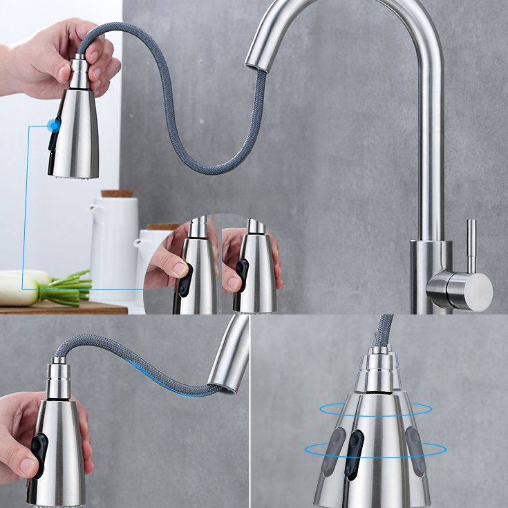 Modern 1-Handle Faucet 304 Stainless Steel with Water Dispenser Pull down Faucet