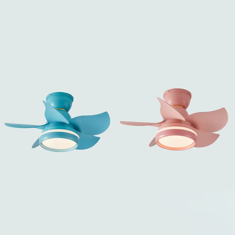 Conversion de fréquence Ventilateur LED Light Macaron Style Kids Room Semi Flush Plafond Light