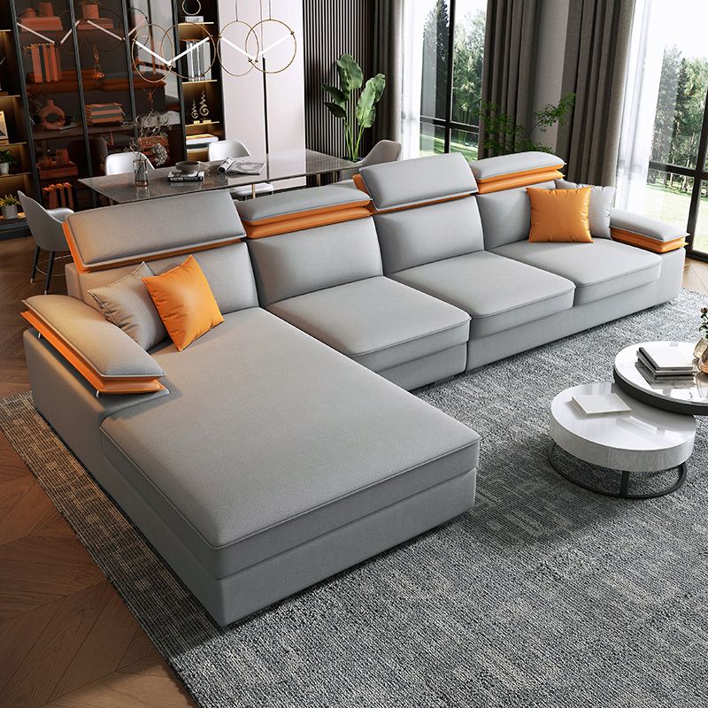 118.11"L x 66.93"W x 37.4"H Modern Fabric Sectional Cushion Back  Sofa and Chaise