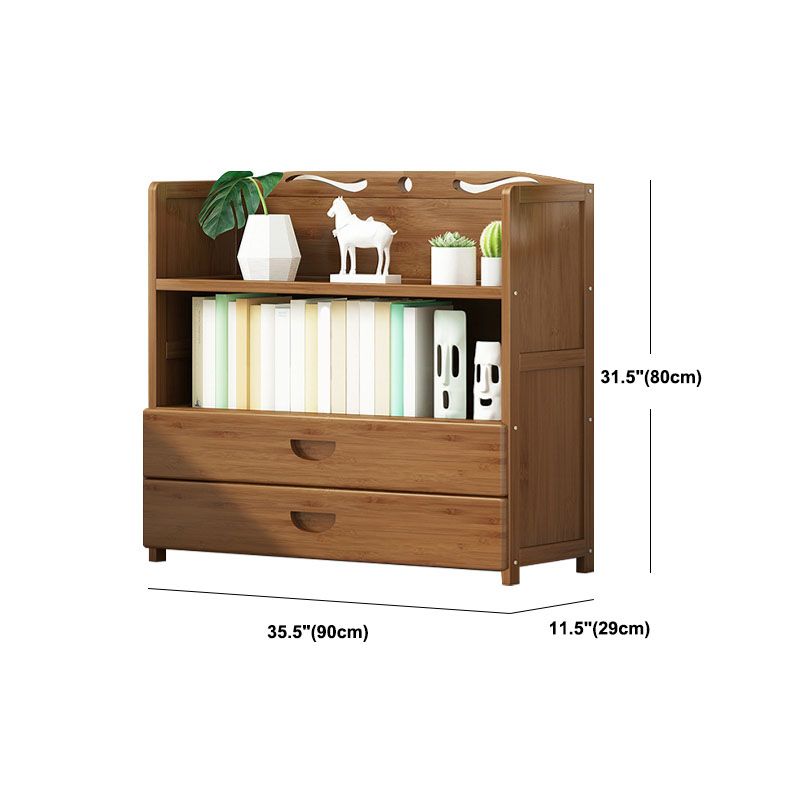 Modern Bamboo Shelf Bookcase Brown Closed Back Book Shelf for Study Room