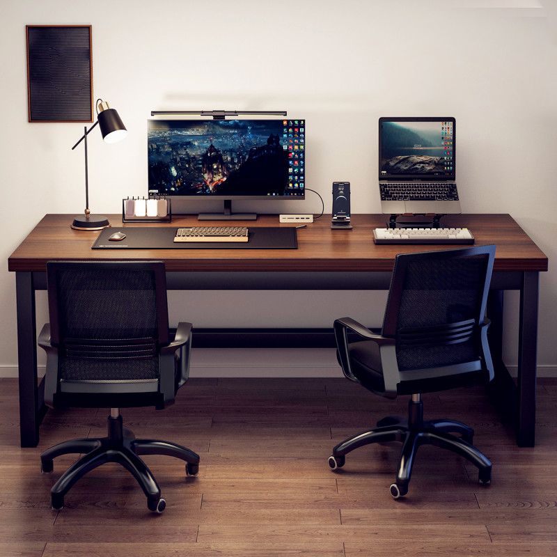 Wooden Industrial Gaming Desk Antique Finish Computer Desk with Metal Legs