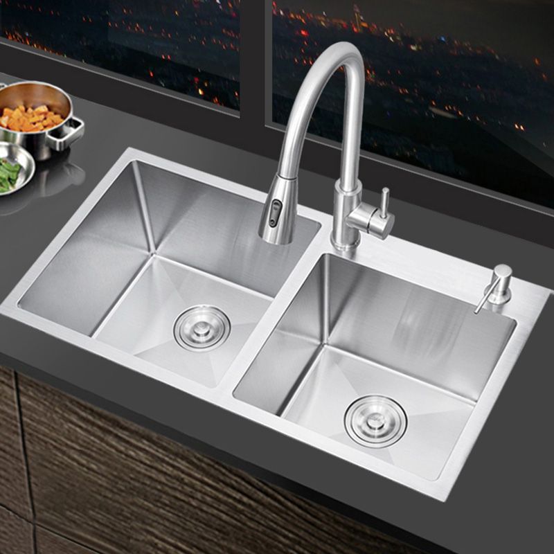 Contemporary Kitchen Sink Stainless Steel Drain Assembly Kitchen Sink