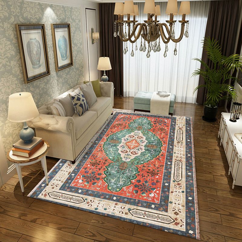 Moroccan Tribal Classicism Rug Polyester Indoor Carpet Non-Slip Backing Area Rug for Living Room