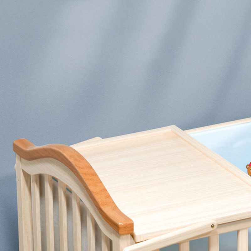 Convertible Crib Bed Solid Wood Mattress Nursery Bed with Guardrail