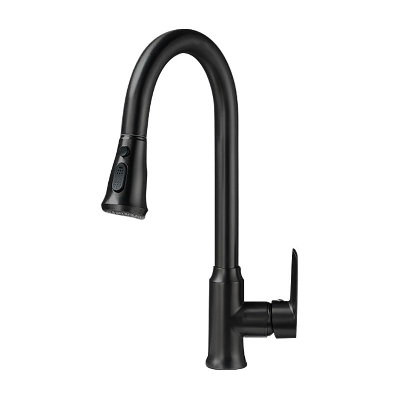 Modern Style Kitchen Faucet Brass 1-Handle High Arc Retractable Kitchen Faucet